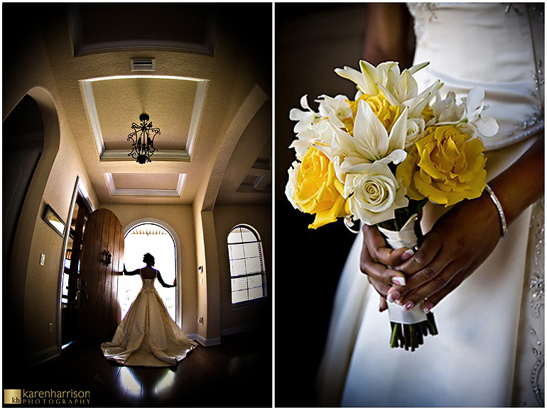 yellow roses and white lilies