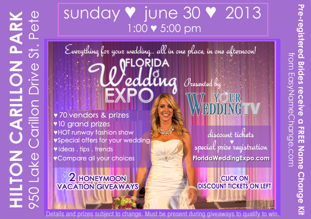 St. Petersburg, FL Bridal Show, Sunday, June 30, 2013 - Hilton Carillon Park Hotel - St. Pete