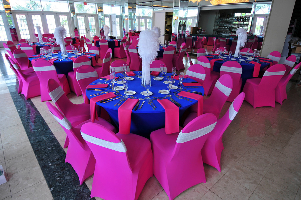 royal blue and pink wedding decorations