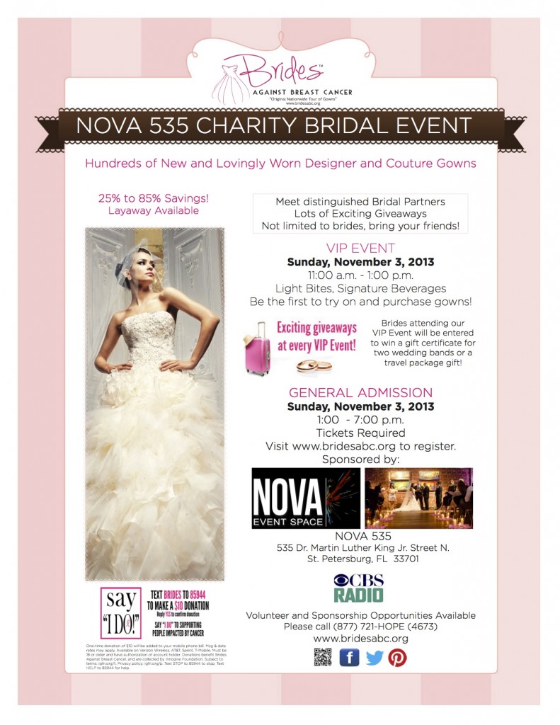 Breast Cancer Wedding Dress Sale - Nov. 3, 2013 - NOVA 535 St. Pete, FL