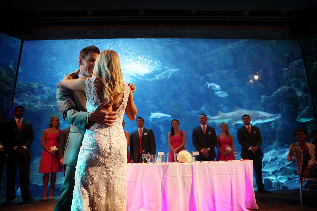 Pink & Grey Modern Florida Aquarium Destination Wedding (22)