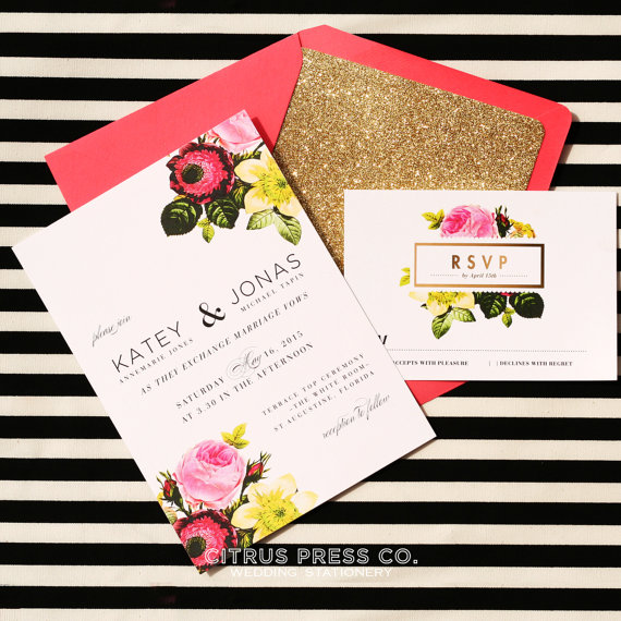Floral/Spring Wedding Invitation - Tampa Wedding Invitations - Citrus Press