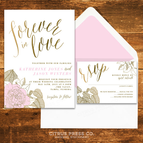 Floral/Spring Wedding Invitation - Tampa Wedding Invitations - Citrus Press