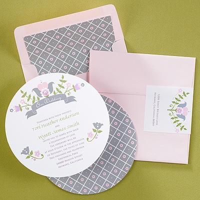 Pink Round Wedding Invitation - Tampa Wedding Invitations Invitation Galleria - Provincial Floral Invitation