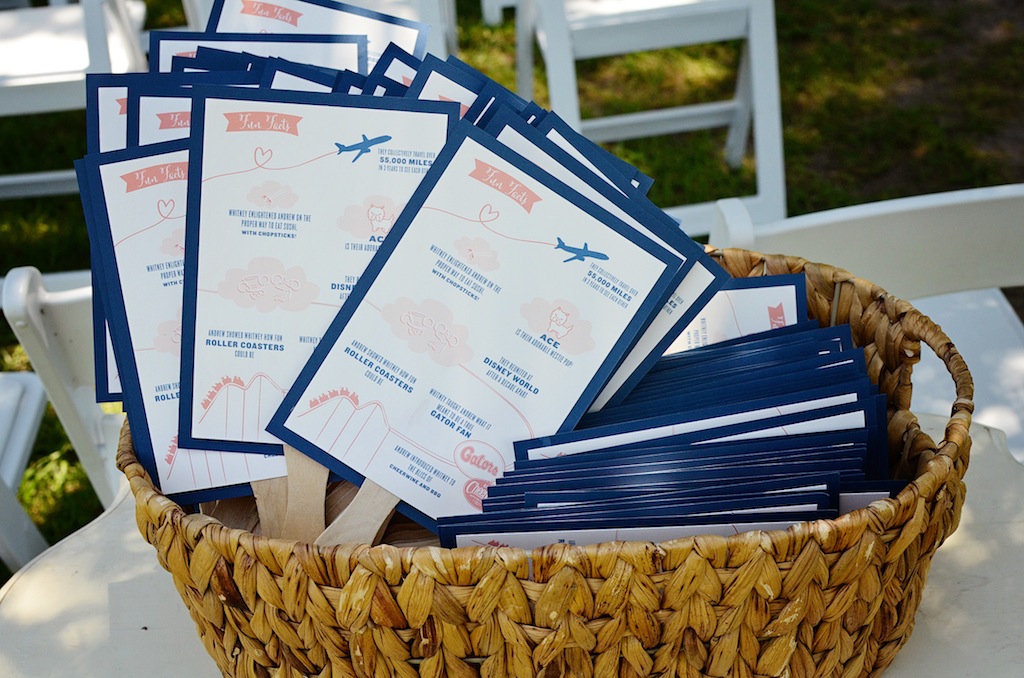 Navy Blue and Coral Wedding Ceremony Programs