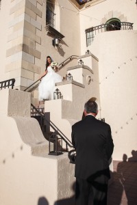 Bride Walking Down Stairs