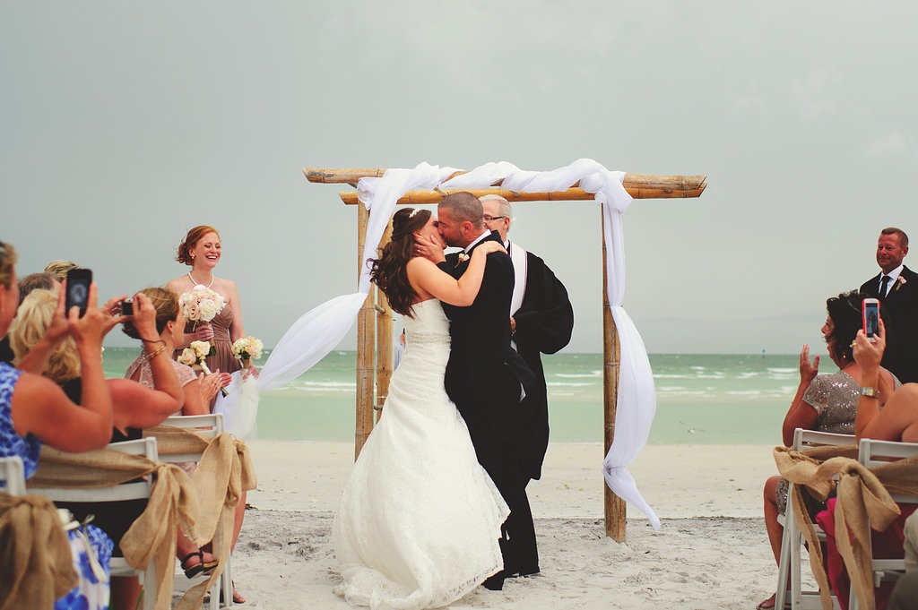 Bride and Groom First Kiss