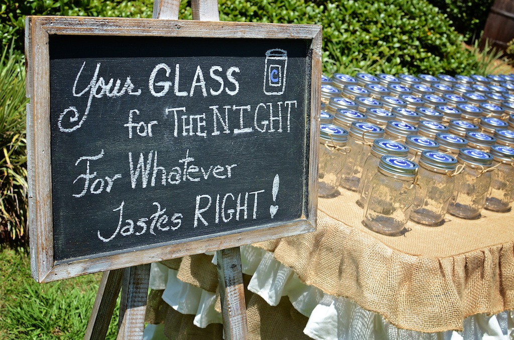 Rustic Wedding Bar Chalk Sign with Mason Jars