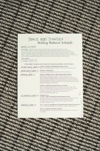 Wedding Schedule and Itinerary