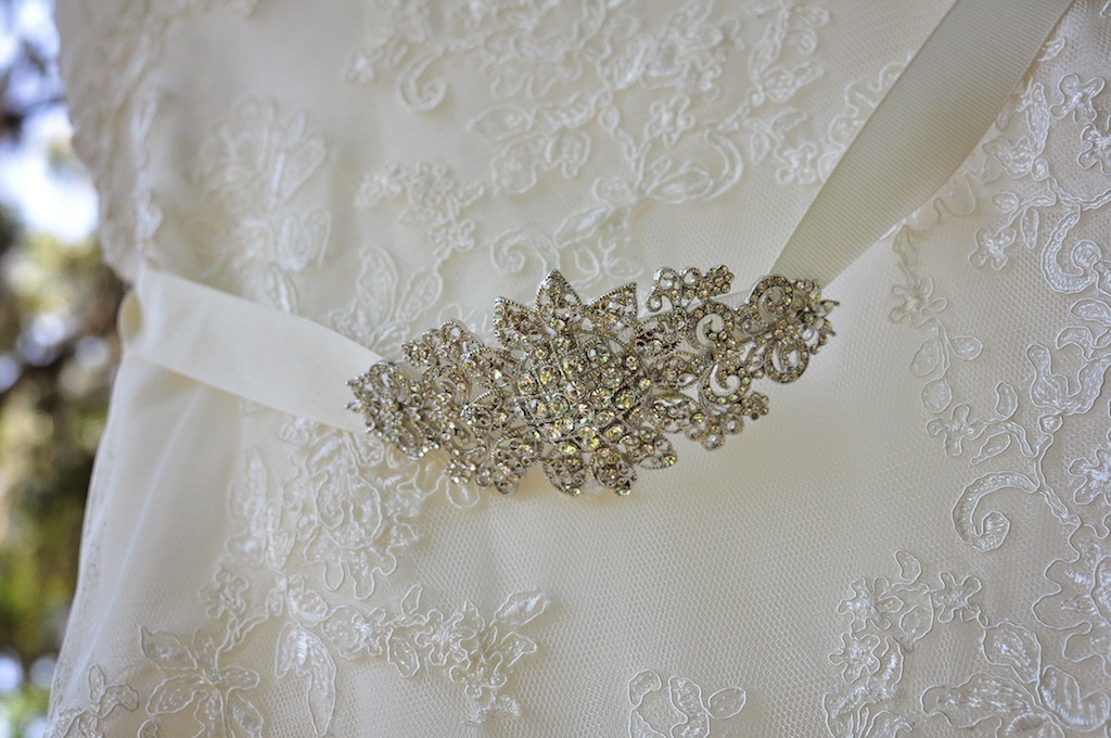 Jeweled Bling Rhinestone Lace Wedding Dress Belt - David's Bridal
