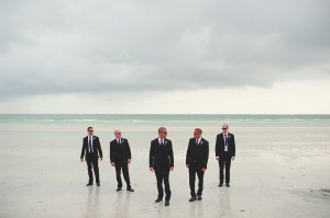 Beach Groomsmen in Black Suits