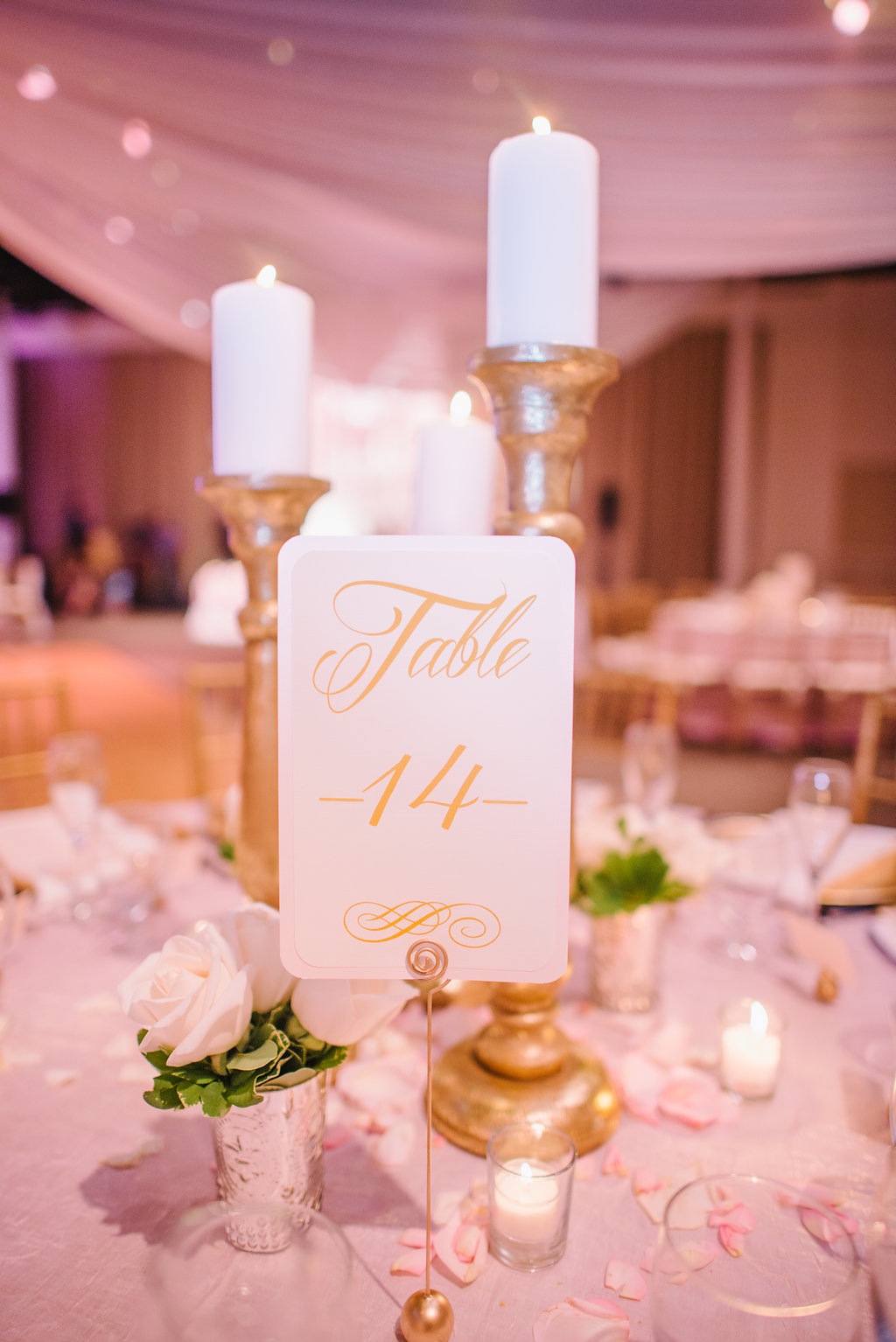 34 Gold Candle Centerpieces