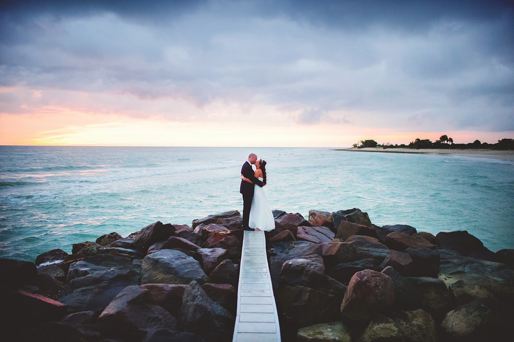 Bride and Groom on Beach