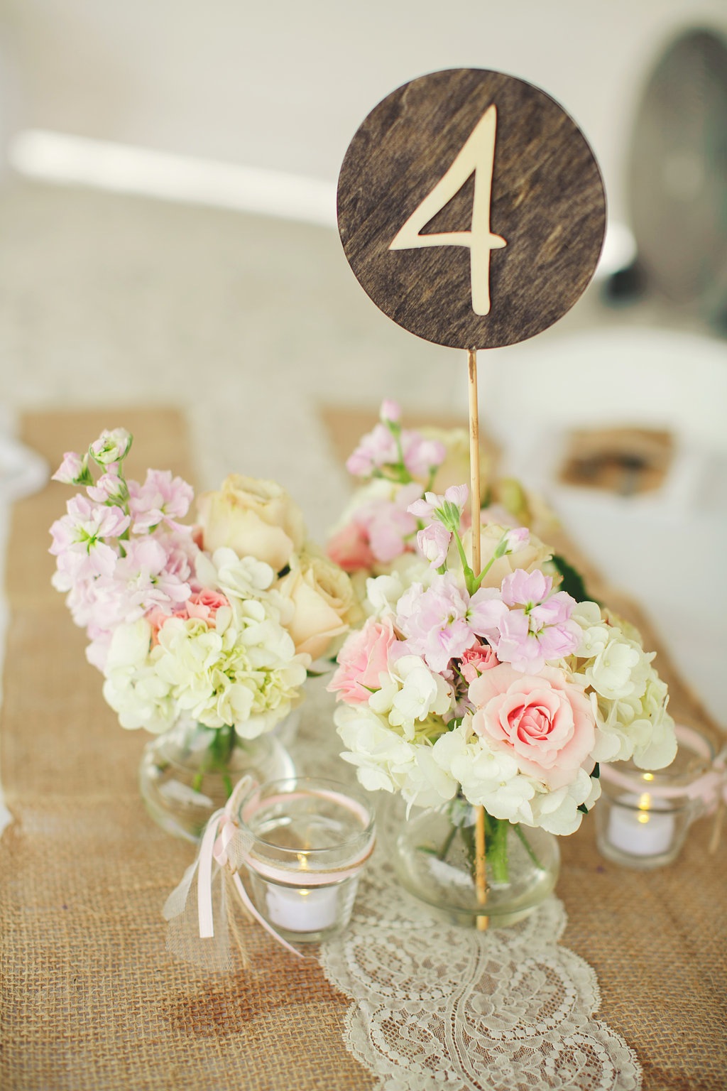 Rustic Table Numbers with Burlap Runner