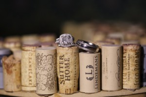 Wedding Rings on Wine Corks