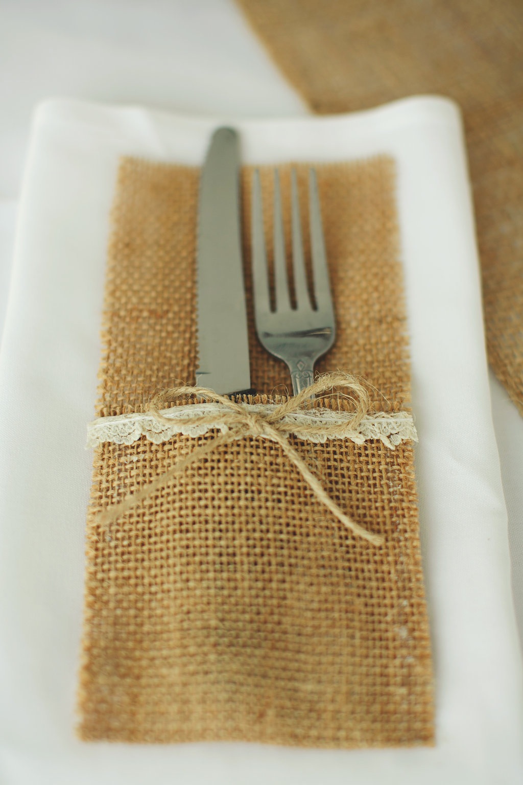 Rustic Burlap Silverware Holder