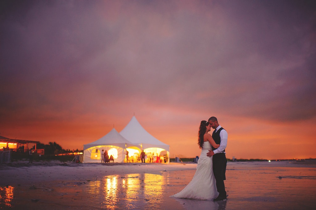 Honeymoon Island Beach Wedding Reception Bride and Groom