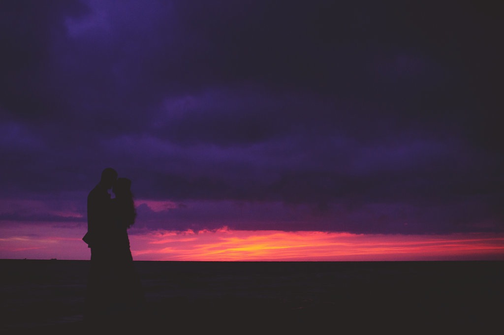 Bride and Groom at Sunset