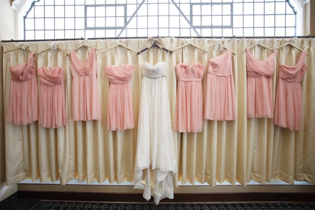 Rustic Wedding Dress from the White Magnolia with Pink J.Crew Bridesmaid Dresses