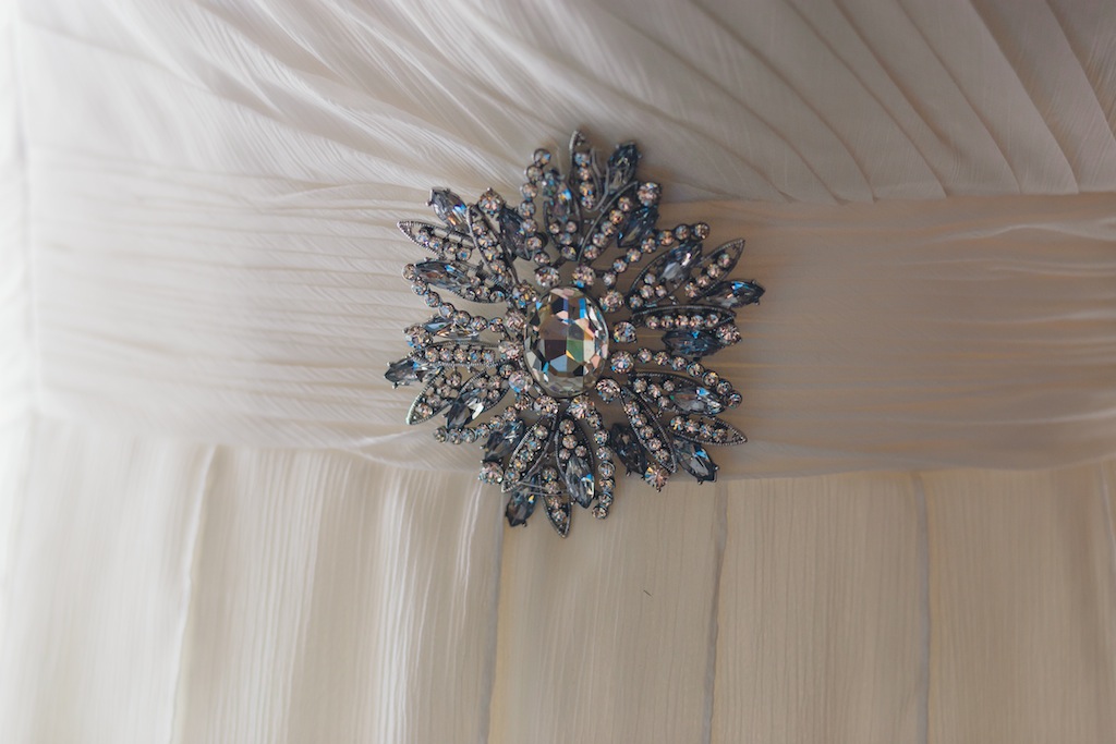 Beach Wedding Dress Jeweled Brooch