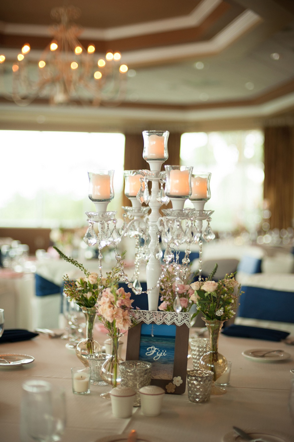 White Candelabra Wedding Centerpiece