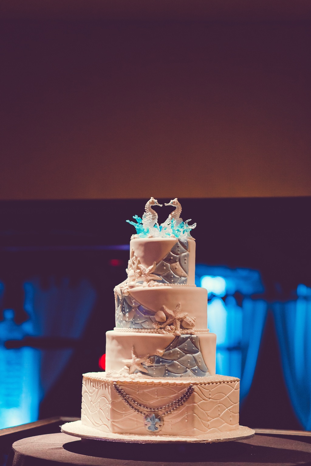 Blue, Turquoise Wedding Cake