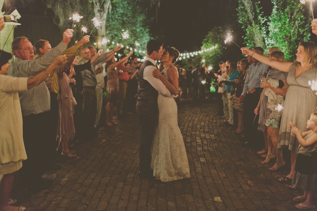 Bride and Groom Sparkler Wedding Exit