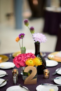 Pink, Purple and Yellow Wedding Centerpieces