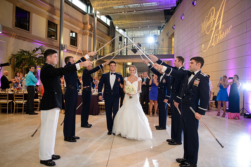 St. Pete Bride and Groom with Military Saber Sword Entrance