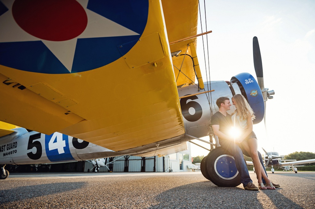 St. Pete, FL Wedding Engagement | Albert Whitted Airport Hanger Engagement Session with Antique, Vintage Plane by Marc Edwards Photography