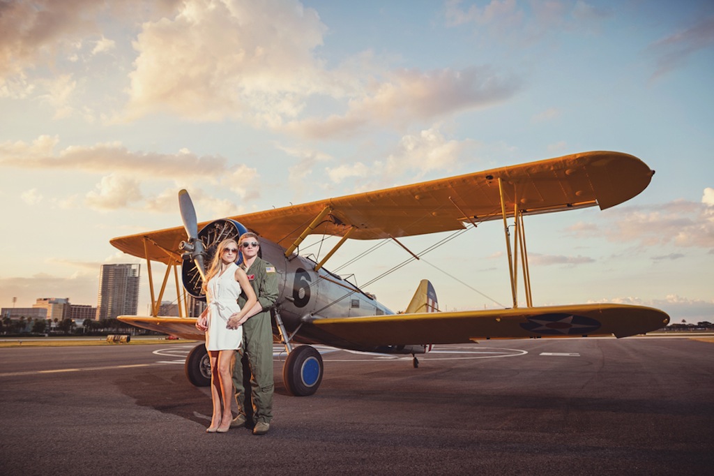 St. Pete, FL Wedding Engagement | Albert Whitted Airport Hanger Engagement Session with Antique, Vintage Plane by Marc Edwards Photography