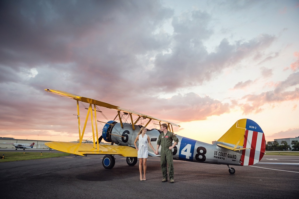 St. Pete, FL Wedding Engagement | Albert Whitted Airport Hanger Engagement Session with Antique, Vintage Plane by Marc Edwards Photography