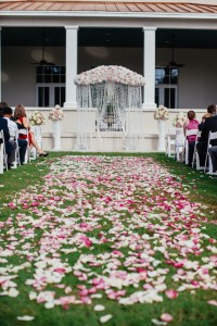 Rose Wedding Arch with Wedding Aisle Rose Carpet with Rhinestones by Northside Florist