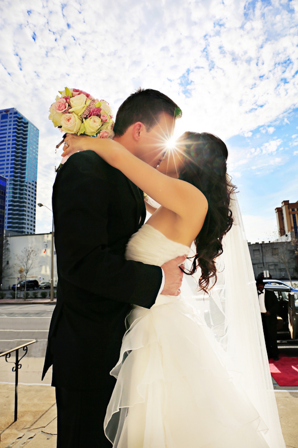 Downtown Tampa Bride and Groom on Wedding Day