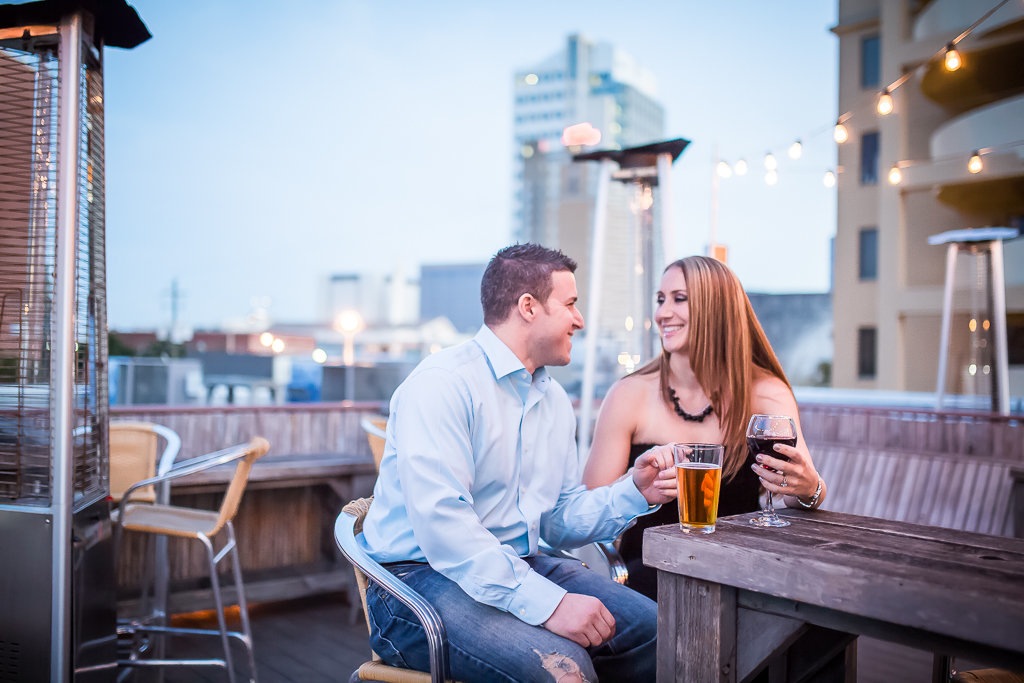 Downtown Tampa Rooftop Fly Bar Wedding Engagement Session
