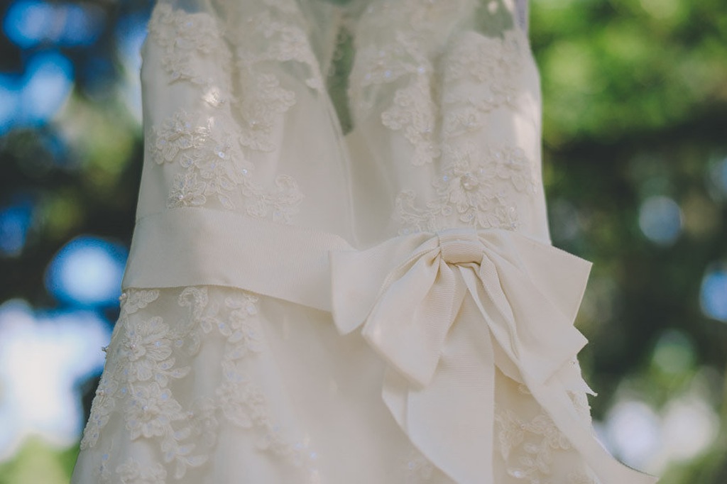 While Lace Wedding Dress with Bow