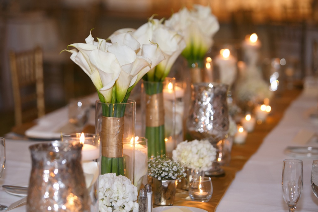 White Cala Lily Wedding Centerpieces | Renaissance Vinoy Wedding Reception