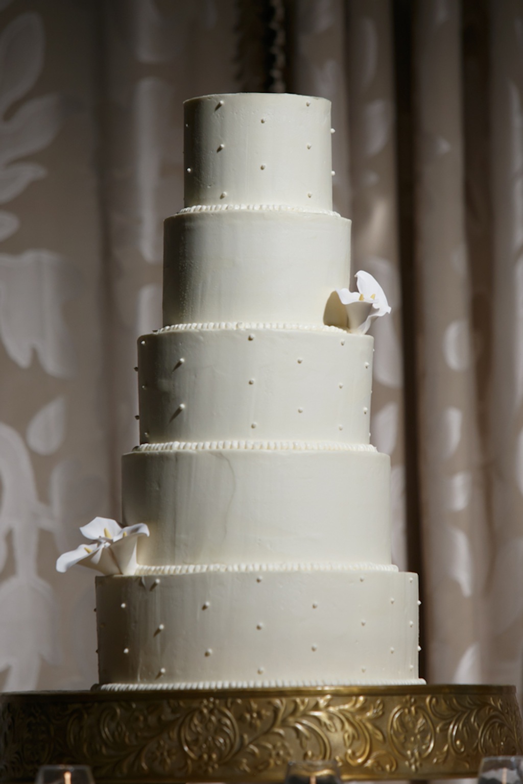 5-Tier White Round Traditional Wedding Cake