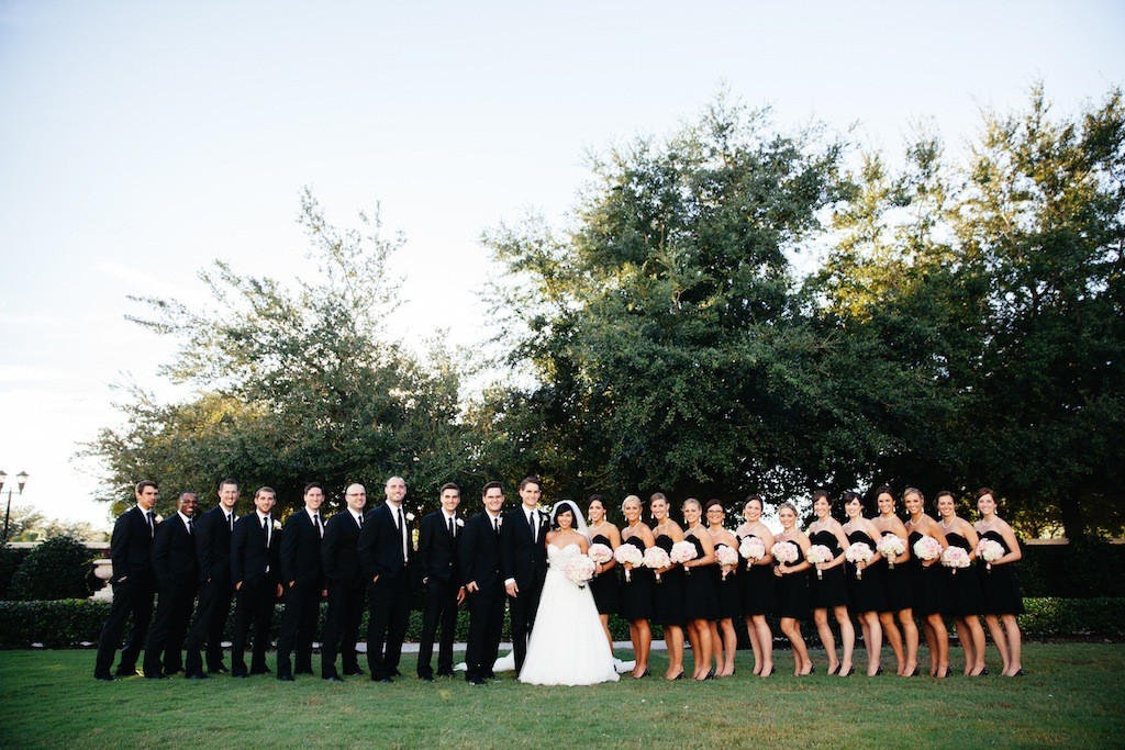 Black Bridesmaid Dresses and Black Groomsmen Suits