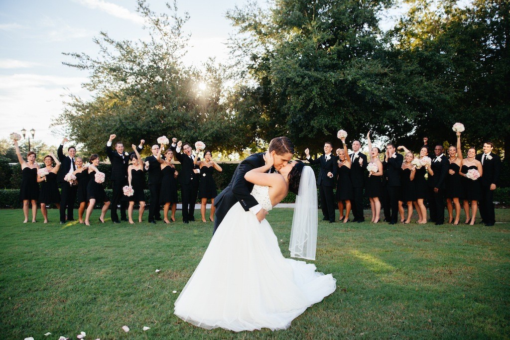 Black Bridesmaid Dresses and Black Groomsmen Suits