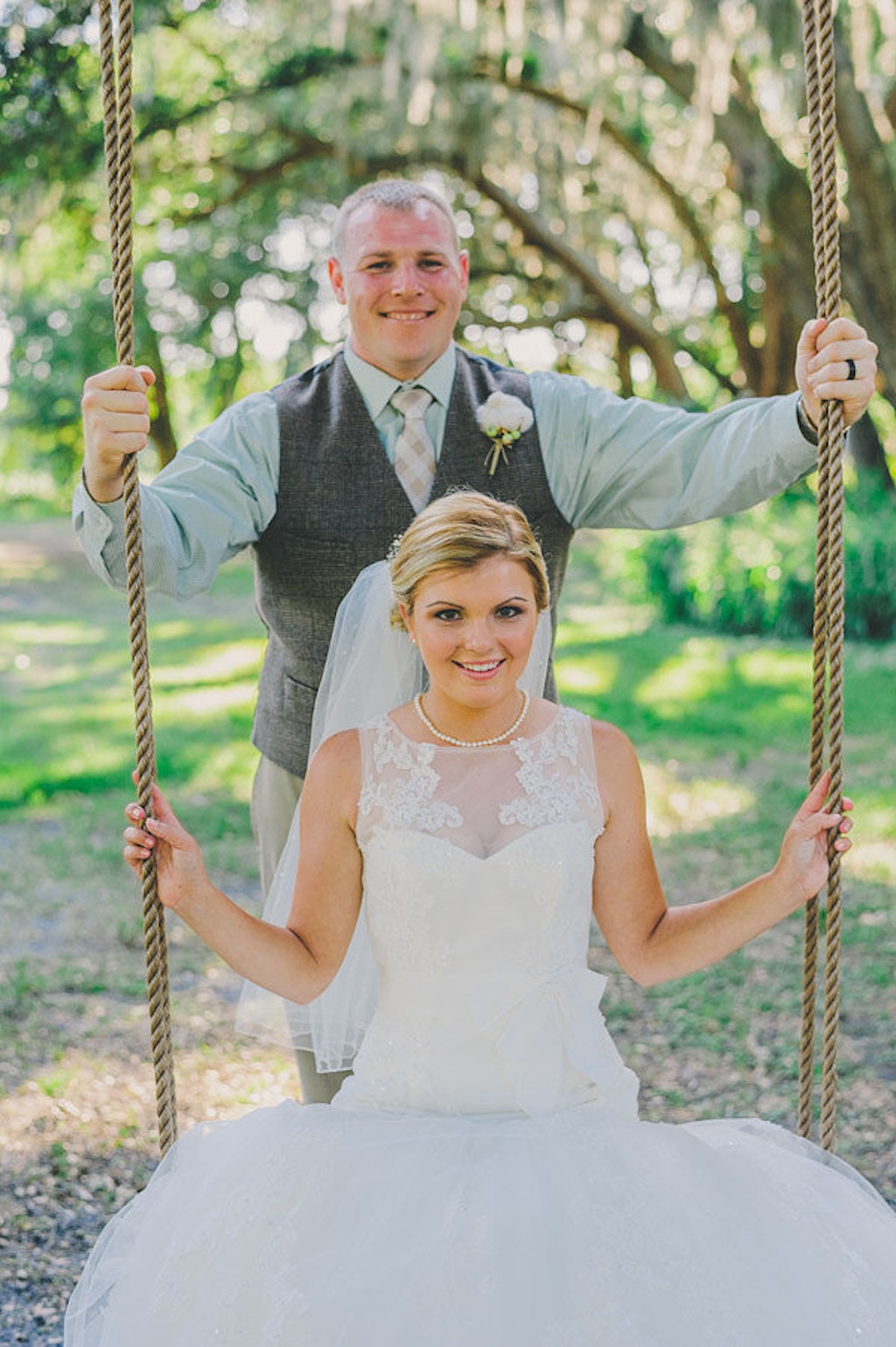 Country Rustic Bride & Groom on Swing on Wedding Day | Regina as the Photographer