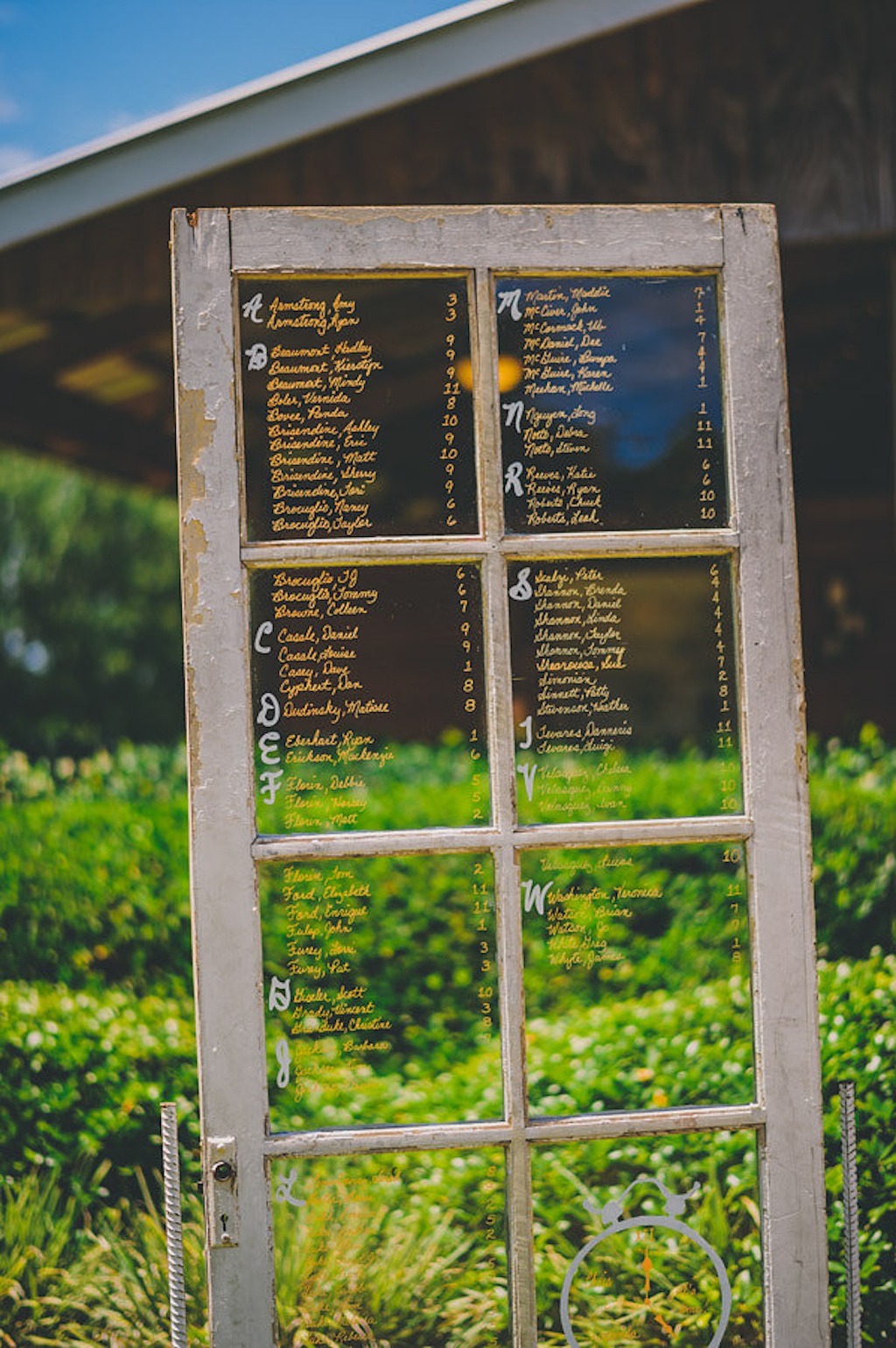 Window Wedding Seating Chart