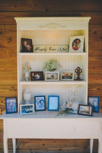Vintage, Rustic White Bookcase Memory Wedding Table