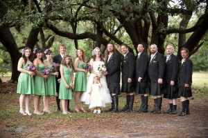 Groomsmen in Kilts | Green Bridesmaid Dresses
