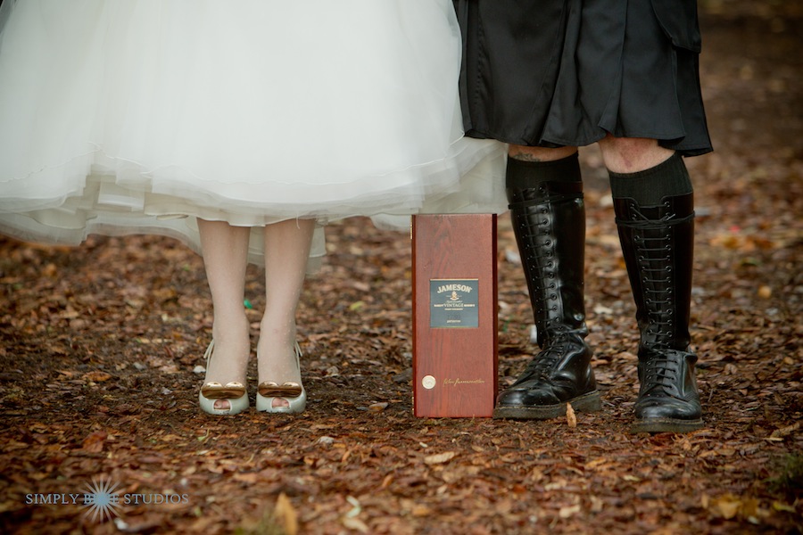 Short, Tea Length Wedding Dress | Groom in Kilt