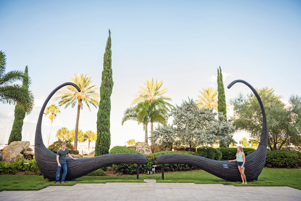 St. Pete, FL Wedding Engagement - Mustache Statue