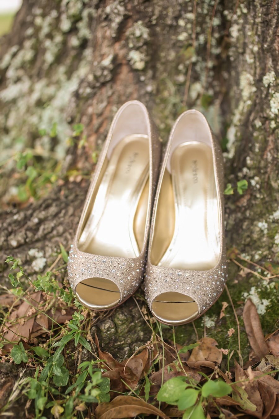 Gold Studded Rhinestone Wedding Shoes