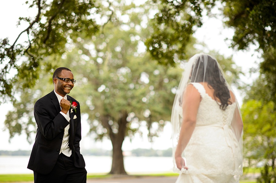 Tampa Garden Club Bride & Groom First Look on Wedding Day