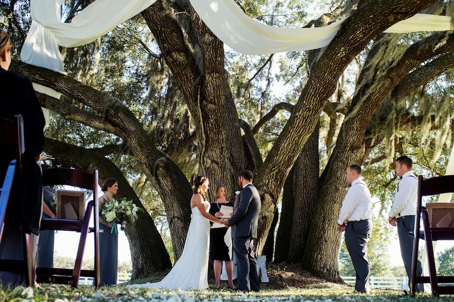 Rustic Rocking H Ranch Wedding Ceremony Under Tree