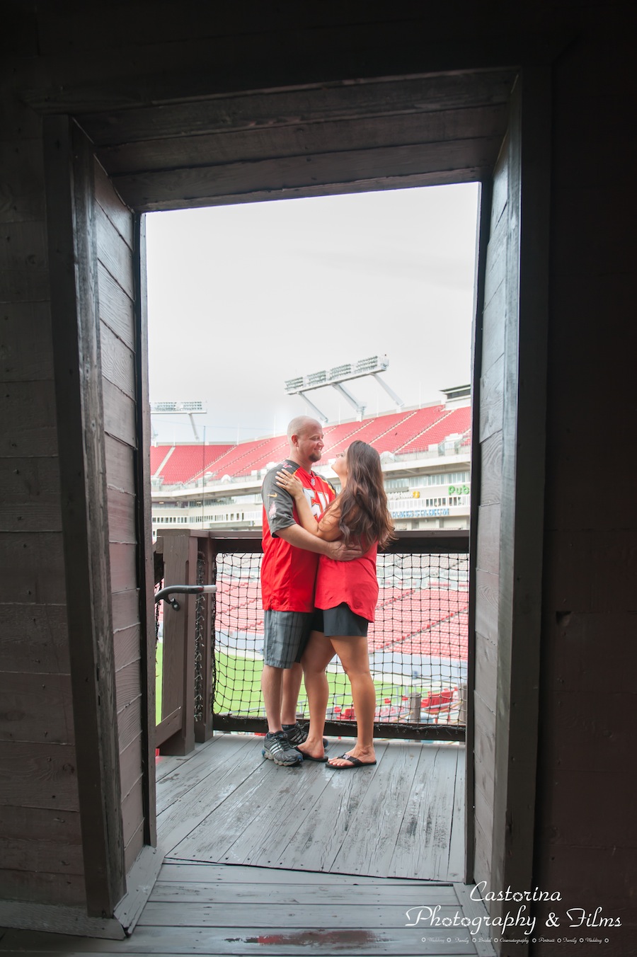 Tampa Bay Bucs Engagement Session at Raymond James